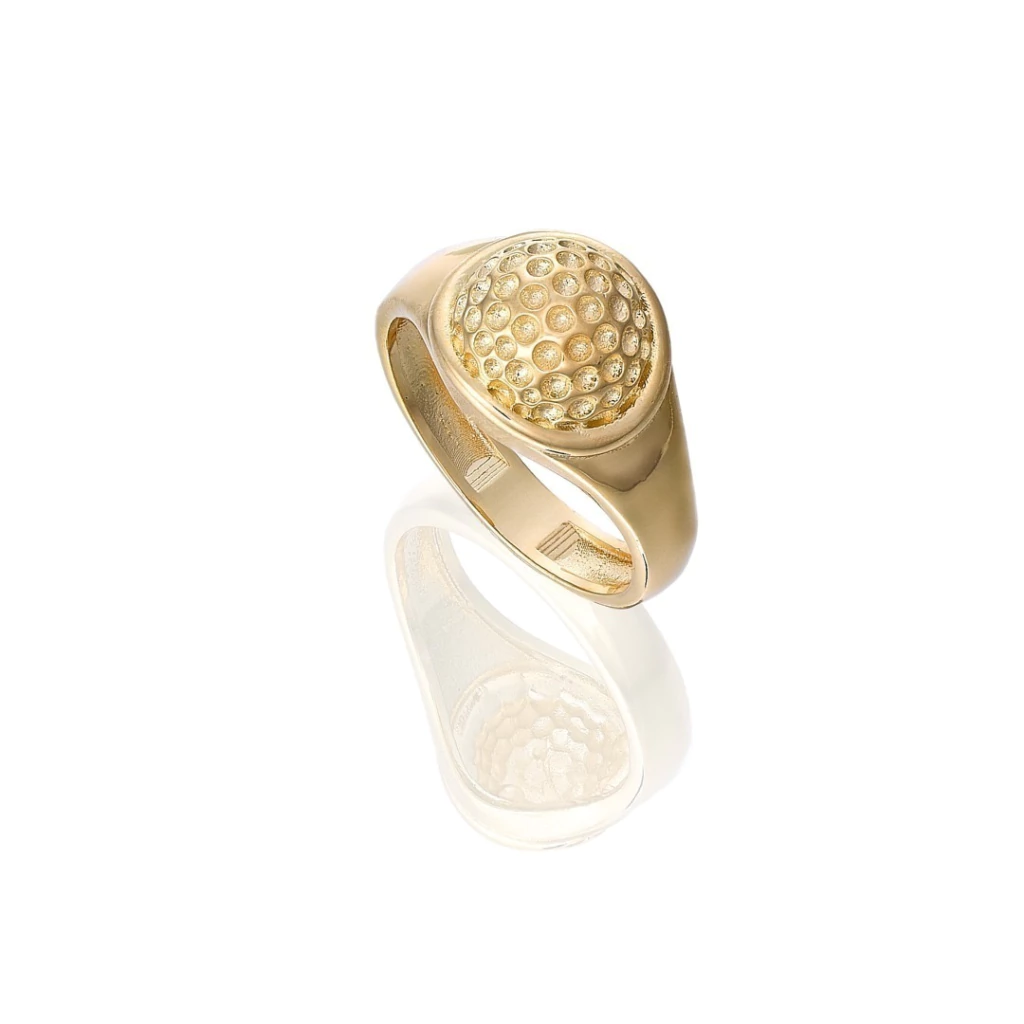 Anel Bola de Golfe — Prata com Banho de Ouro